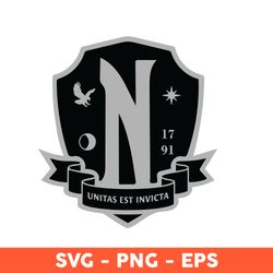 Wednesday Logo Png, Nevermore Academy 1791 Logo Png, Wednesday Addams, Unitas Est Invicta Logo Png - Download File