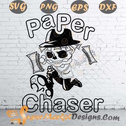 Paper Chaser Skull Man Money Stack Cash Bank Grind Death sVG png dxf EPS