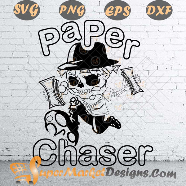 Paper Chaser Skull Man Money Stack Cash Bank Grind Death sVG png dxf EPS.jpg