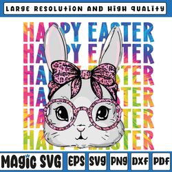 Tie Dye Cute Bunny Rabbit Face Glasses Girl Happy Easter Day Png, Bunny Easter png, Easter Bunny, Digital Download