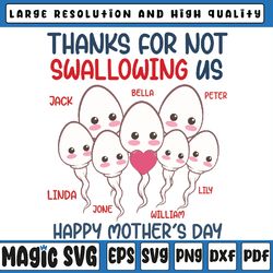 custom name funny mother's day svg, thanks for not swallowing us svg, rude mother's day, easter bunny, digital download