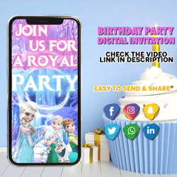 Frozen Invitation, Frozen Video Invitation, Frozen Birthday Invite, Elsa Birthday Invite, Elsa Frozen Party, Digital