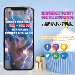 sonic the hedgehog birthday invitation, editable and printable sonic birthday invitation, editable kids birthday