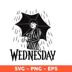 Wednesday Addams With Umbrella, Jenna Ortega, SVG, PNG, JPG, Addams Family Svg - Download File