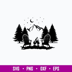 Mountain Scene With Adirondack Chairs Svg, Png Dxf Eps File