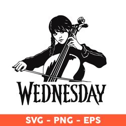 Wednesday With Cello Svg, Wednesday Addams Svg, Wednesday TV Series, Trendy Horror Movie, Nevermore Svg - Download File
