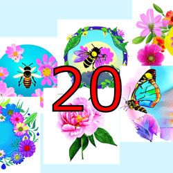 scrapbooking card set, pocket card - flower mix-6