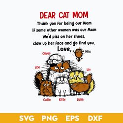 Dear Cat Mom, Thank You For Being Our Mom Svg, Mom Quote Svg, Mother's Day Svg, Png Dxf Eps Digital File