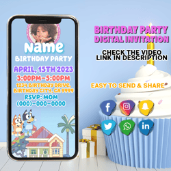 Animated Birthday invitation, birthday party invite, invitation video