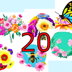 scrapbooking card set, pocket card - flower mix-12