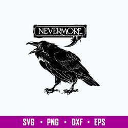 Nevermore Gothic Raven in an Ornate Victorian Frame Svg, Png Dxf Eps File