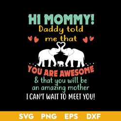 Hi Mommy Daddy Told Me That You Are Awesome & That You Wil Be An Amazing Mothe Svg, Mother's Day Svg