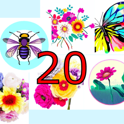 scrapbooking card set, pocket card - flower mix-14