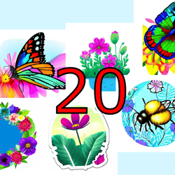 scrapbooking card set, pocket card - flower mix-15