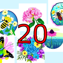 scrapbooking card set, pocket card - flower mix-16
