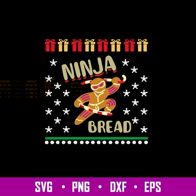 Ninjabread Man Gingerbread Ginjas X Mas Svg, Ninja Bread Svg, Png Dxf Eps File.jpg