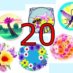 scrapbooking card set, pocket card - flower mix-19