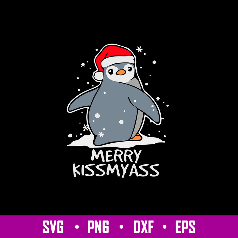 Penguin Mery Kissmyass Svg, Christmas Svg, Png Dxf Eps File.jpg