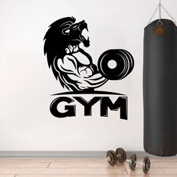 Lion Gym Bodybuilder Gym Fitness Crossfit Coach Sport Muscles A Ferocious Lion Wall Sticker Vinyl Decal Mural Art Decor