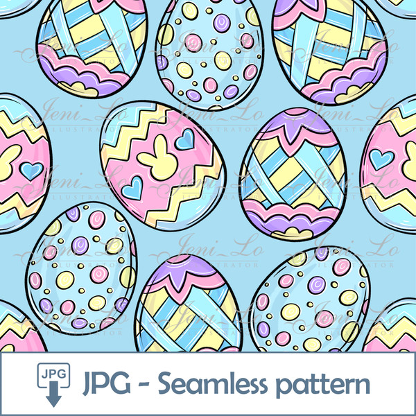 Easter Eggs Blue Seamless Pattern