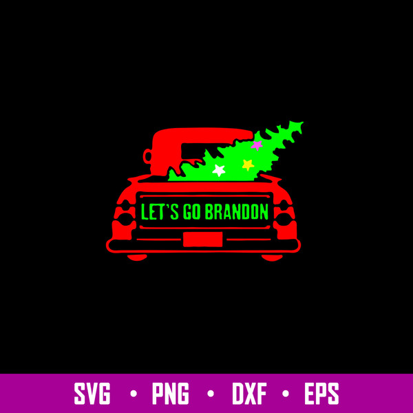 Red Truck With Xmas Tree Let’s Go Brandon Svg, Chrismas Svg, Png Dxf Eps File.jpg