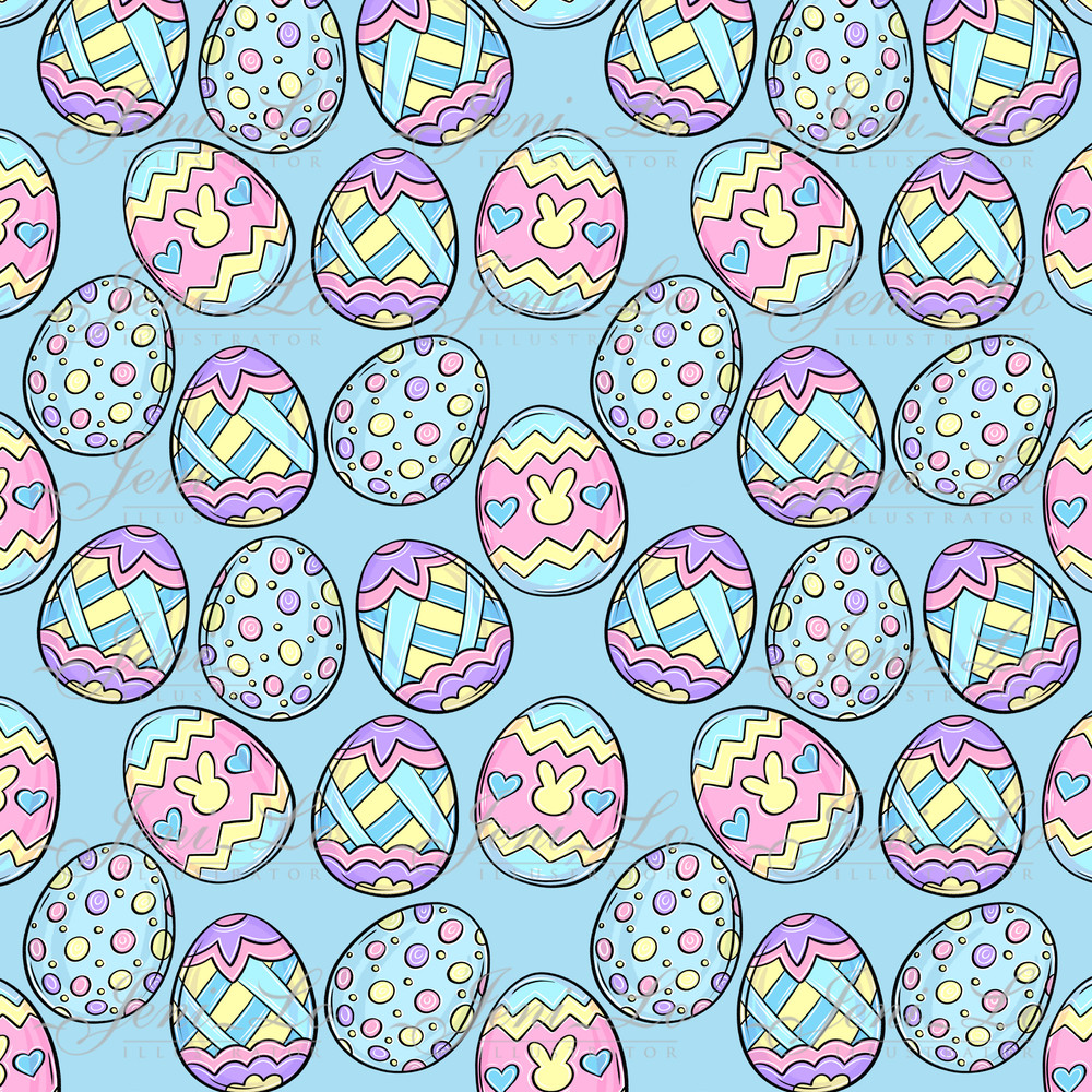 Easter eggs blue digital paper