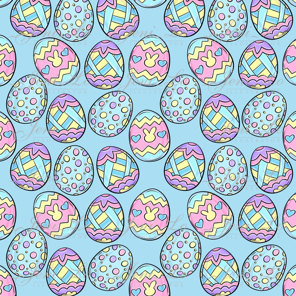 Easter eggs blue digital paper