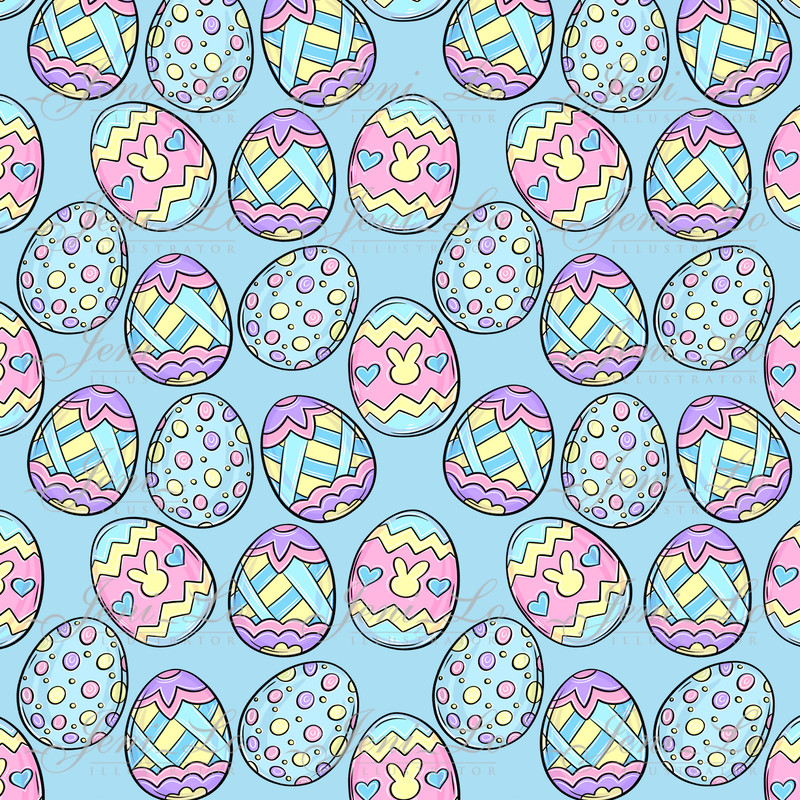 Easter eggs blue digital paper