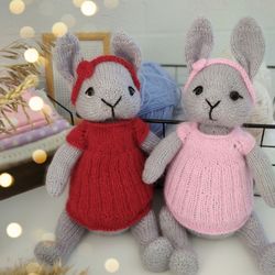 Bunny knitting pattern-Tia The Little Bunny. Knitted Animal Pattern