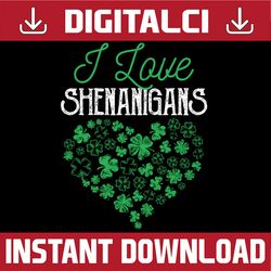 saint patricks day irish heart shamrock i love shenanigans png sublimation designs