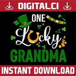 happy st. patrick's day one lucky grandma shamrocks png sublimation designs