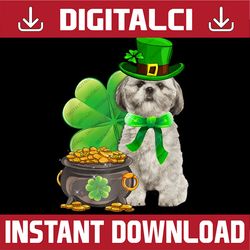 Leprechaun Shih Tzu Irish Shamrock Dog St Patricks Day PNG Sublimation Designs