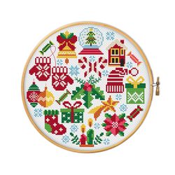 round christmas sampler for cross stitch pattern