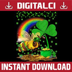 Bee Lover Shamrock Rainbow Bee St Patrick's Day PNG Sublimation Designs