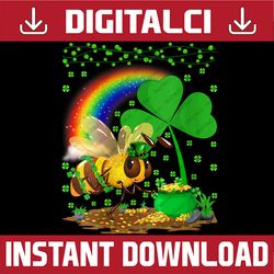 bee lover shamrock rainbow bee st patrick's day png sublimation designs