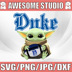 Baby Yoda with Duke Bluedevil Football PNG,  Baby Yoda png, NCAA png, Sublimation ready, png files for sublimation