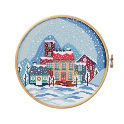 christmas town cross stitch pattern
