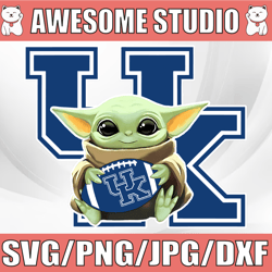 Baby Yoda with Kentucky Wildcats Football PNG,  Baby Yoda png, NCAA png, Sublimation ready, png files for sublimation