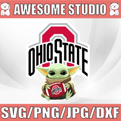 Baby Yoda with Ohio State Buckeyes Football PNG,  Baby Yoda png, NCAA png, Sublimation ready, png files for sublimation