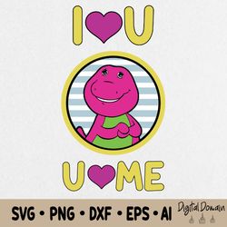 i love you svg, barney svg, digital download