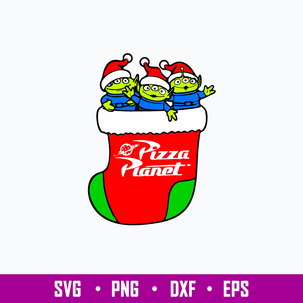 Toy Story Pizza Planet Aliens In Stocking Svg, Toy Story Chritmas Svg, Png Dxf Eps.jpg