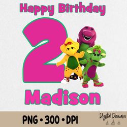 cute birthday png, barney birthday png, personalized png digital design, custom birthday