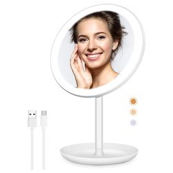 Illuminate Your Beauty Routine with Rechargeable LED Vanity Mirror & Storage Tray