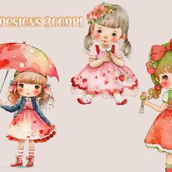 03 files of strawberrry girl watercolor