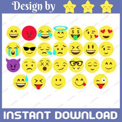 Emoji SVG Mega Bundle - Emoji Clipart Pack - Emoji PNG Files - Vector Emoji Pack - Instant Download