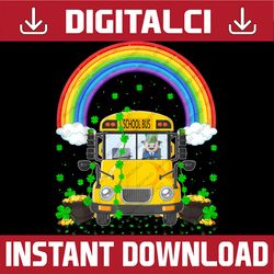 Shamrock Vintage Rainbow Funny School Bus St. Patrick's Day PNG Sublimation Designs