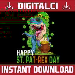 happy st patrex day dino st patricks day png sublimation designs