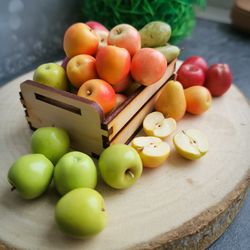 Miniature fruits: apple, pear: barbie dollhouse food - fairy garden farm