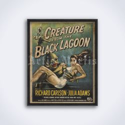 Creature from the Black Lagoon vintage horror sci-fi movie poster printable art print Digital Download