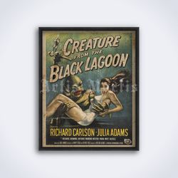 creature from the black lagoon vintage horror sci-fi movie poster printable art print digital download